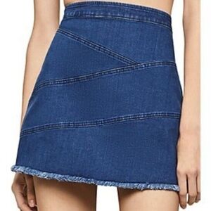 BCBGeneration Frayed Edge Mini Denim Skirt